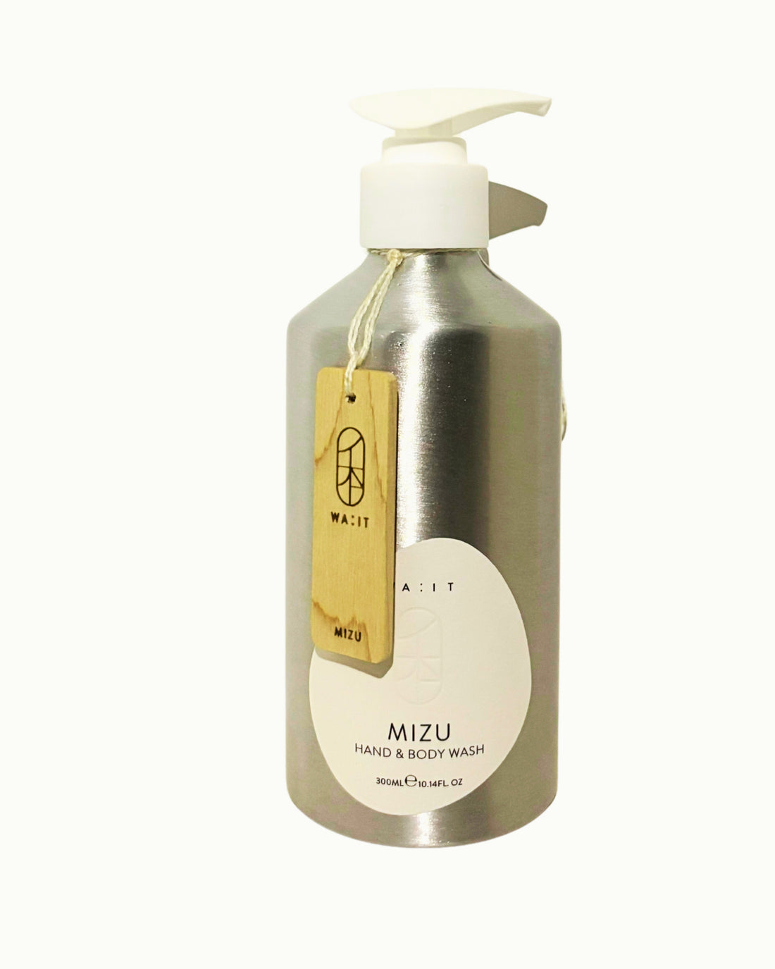 Mizu hand and body wash bottle with pump on a white background